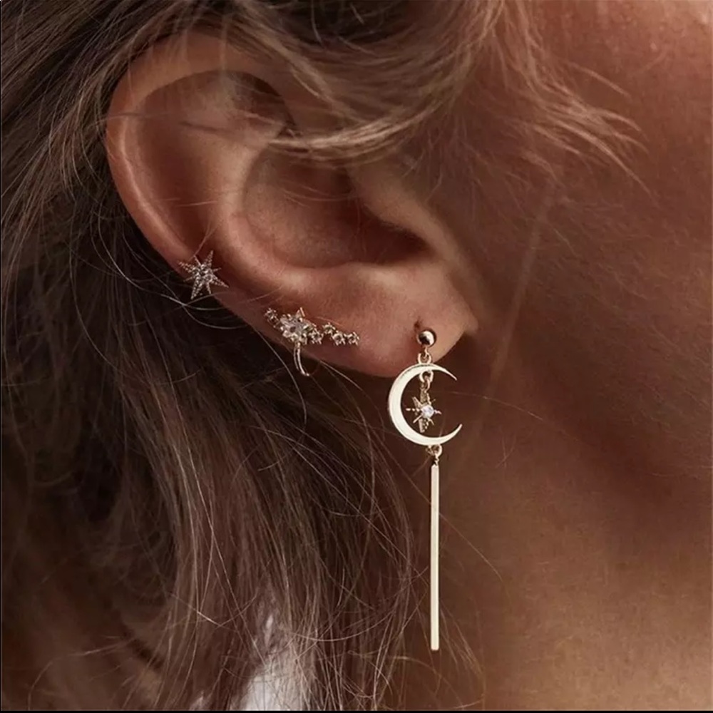 • Betty • 3 Pc. Moon Earring Set - Picture 2 of 4